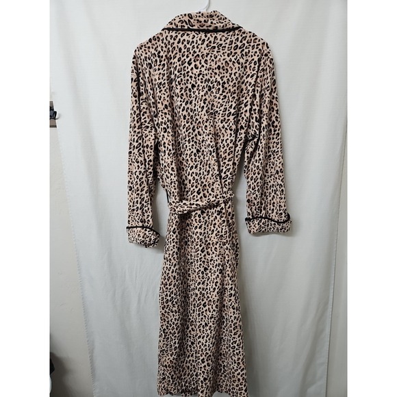 Vtg Womens Whispers Cheetah Leopard Velour Long Robe Sz Lg Mob Wife Grannycore - Picture 5 of 12